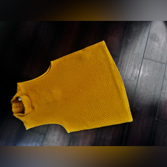 Anthropologie Eri + Ali Overture textured mock neck mustard yellow tank top, S - Picture 2 of 5